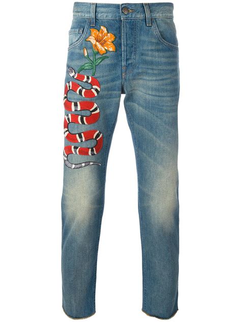 gucci snake jeans men